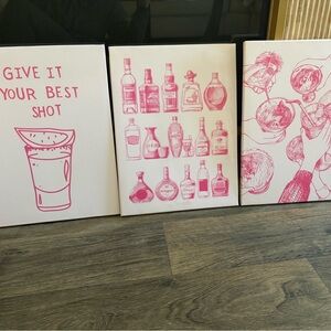 Pink Themed Art Prints Set